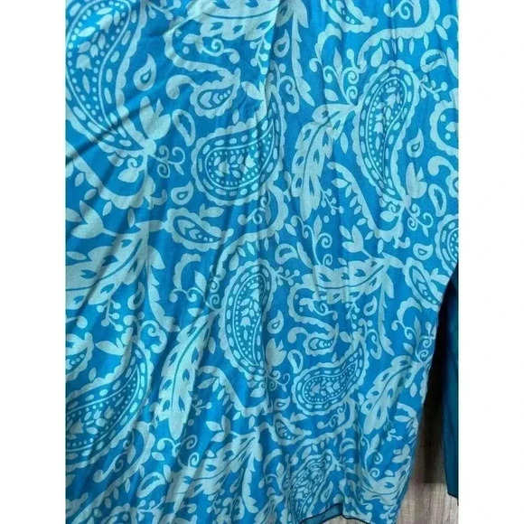 Purple Moon Pants Womens Small Paisley Print Blue Wide Leg High Rise Tulip Hem - Picture 6 of 8